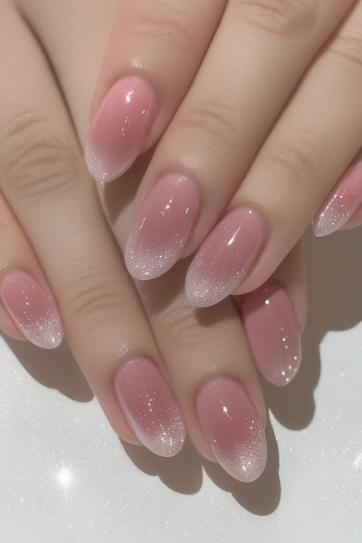 Bộ nail xinh xắn màu hồng với hiệu ứng ombre chuyển màu mềm mại