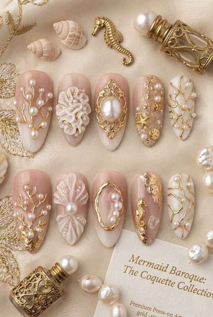 Mẫu nail box phù hợp với váy cưới trắng