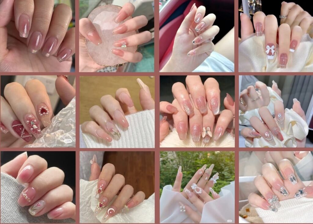 Mẫu nail màu hồng đẹp