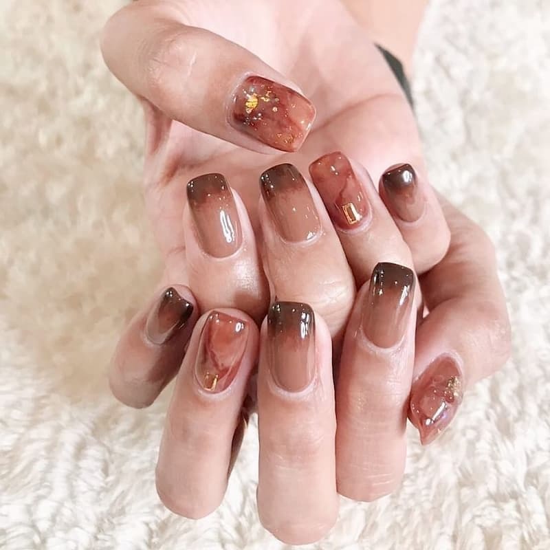Mẫu nail màu nâu thạch đẹp