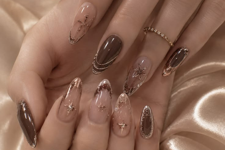 Mẫu nail màu nâu thạch