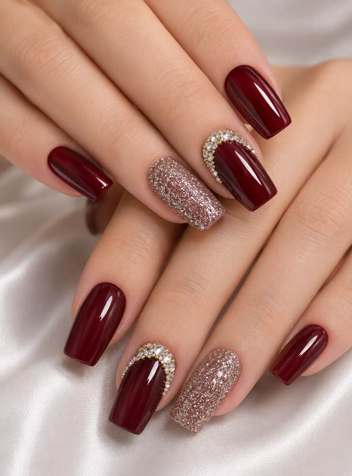 Thiết kế nail đỏ rượu giúp tôn da, mang lại vẻ ngoài rạng rỡ