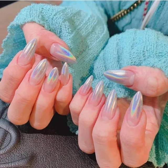 99+ Mẫu nail tráng gương đẹp sang chảnh HOT nhất 4 Nail tráng gương cầu vồng
