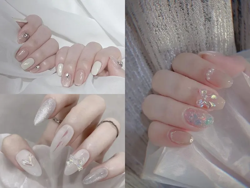 99+ Mẫu nail tráng gương đẹp sang chảnh HOT nhất 6 Nail tráng gương đính đá
