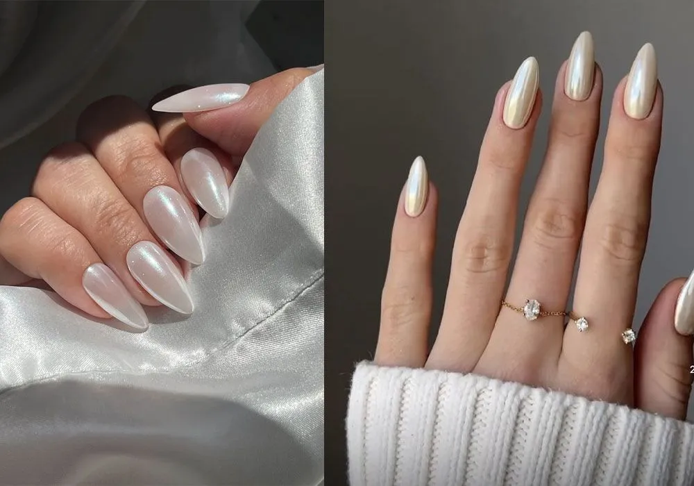 99+ Mẫu nail tráng gương đẹp sang chảnh HOT nhất 3 Nail tráng gương ngọc trai