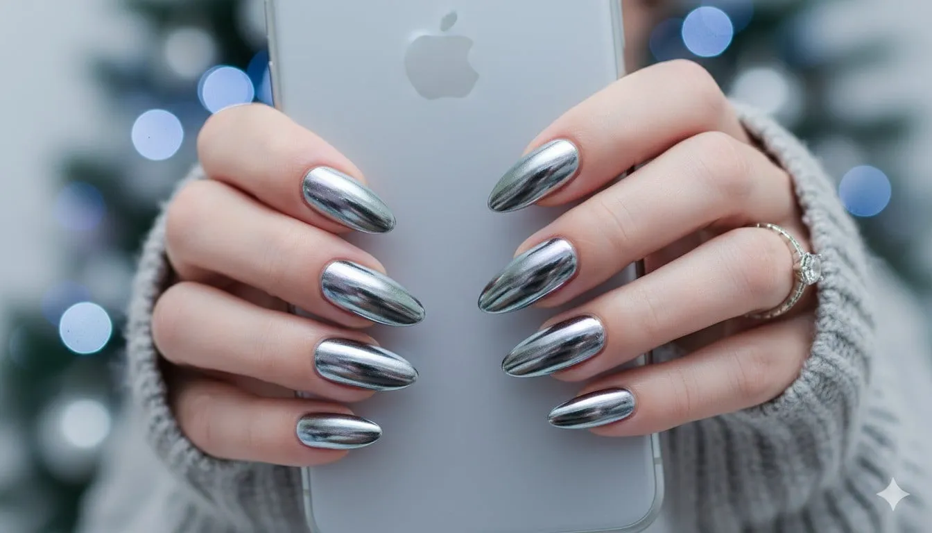 99+ Mẫu nail tráng gương đẹp sang chảnh HOT nhất 7 Nail tráng gương tone màu lạnh
